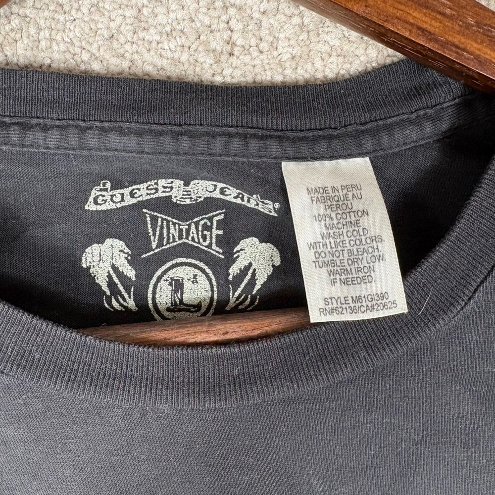 Guess Jeans Co Vintage Graphic T-Shirt Mens Large Black Palm Tree M61G1390 - Picture 4 of 6